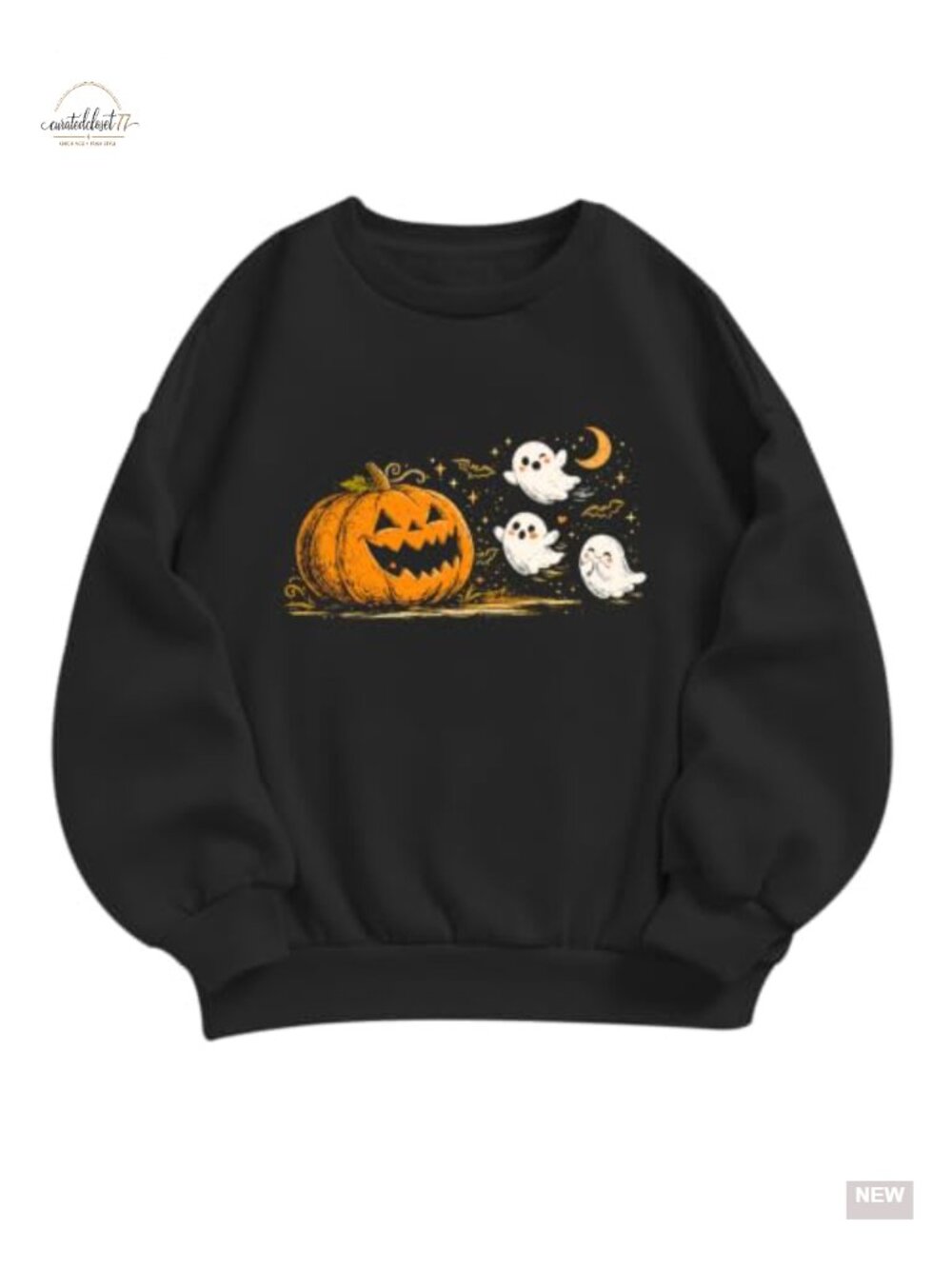 Women's Halloween Ghost Pumpkin Graphic Crewneck Sweatshirt Pullover